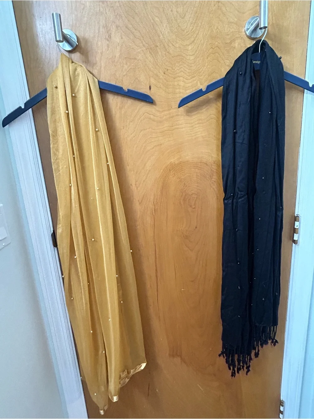2 Gold and Black Decorative Throw Scarves - Home Accents